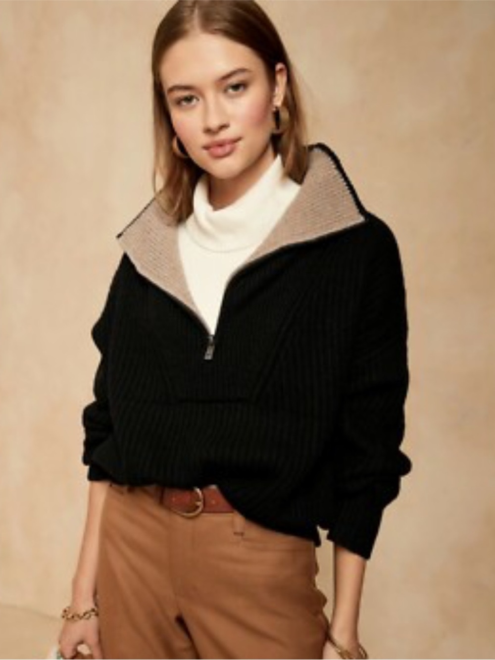Banana Republic ribbed half zip sweater size M